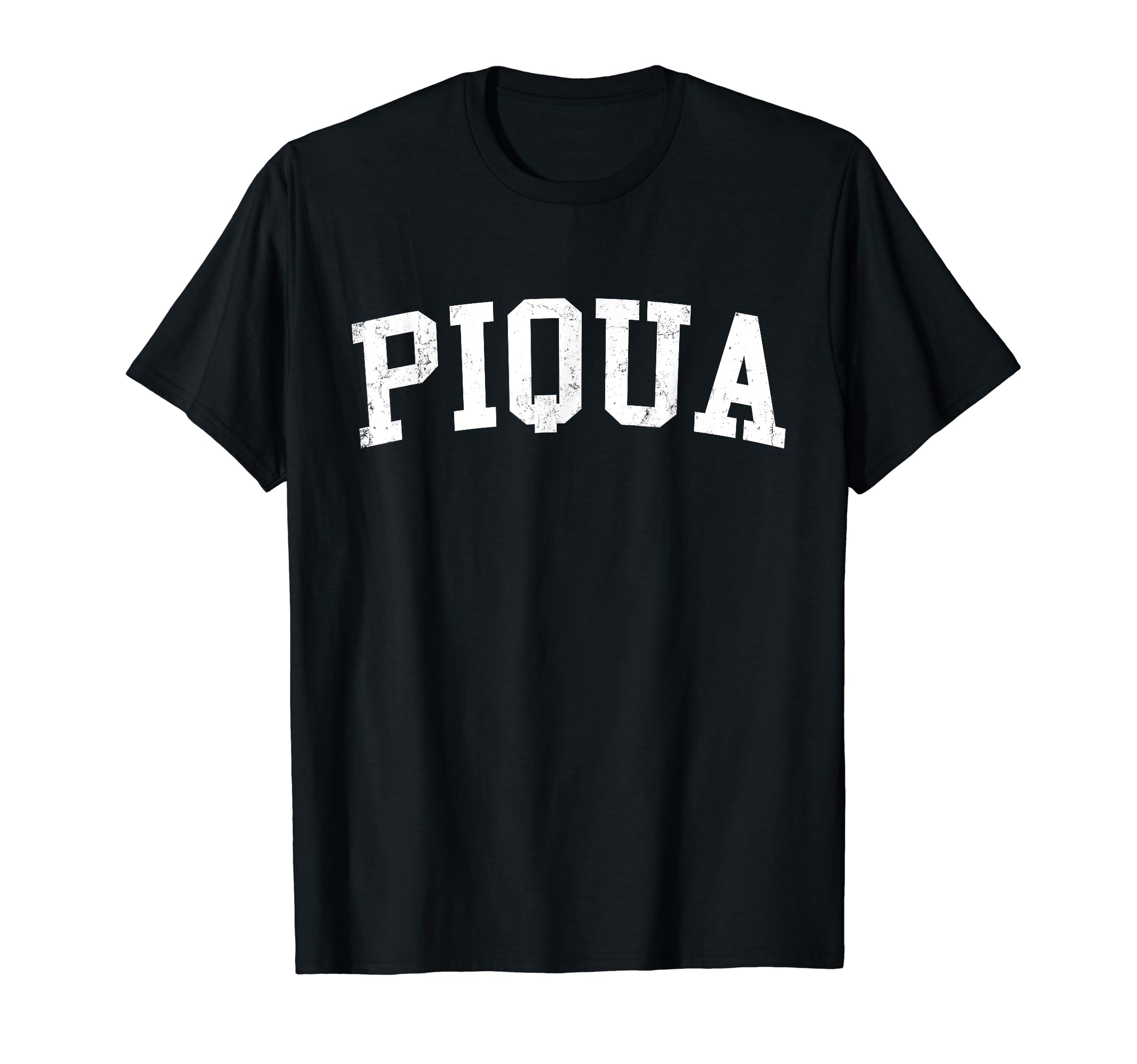 Piqua Oh Distressed White Varsity T-Shirt - Trendy Graphic Men Women - T-Shirt, Sweatshirt, Hoodie