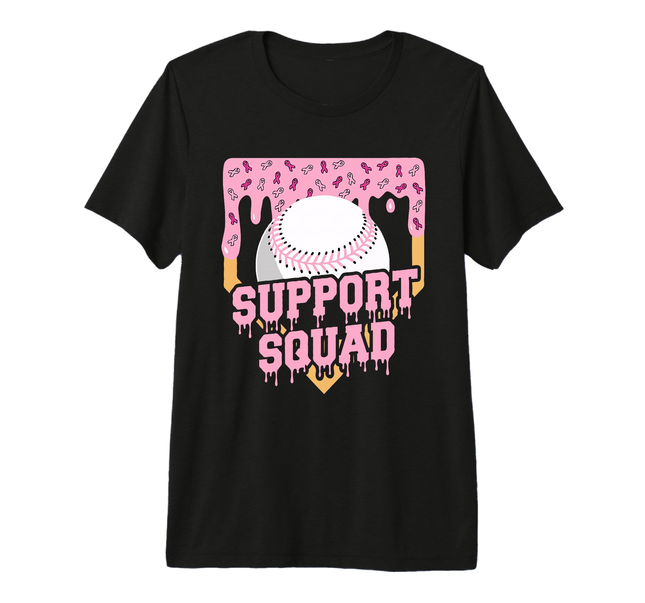 Baseball Drip Ice Cream Breast Cancer T-Shirt - Trendy Graphic for Adults - T-Shirt, Sweatshirt, Hoodie