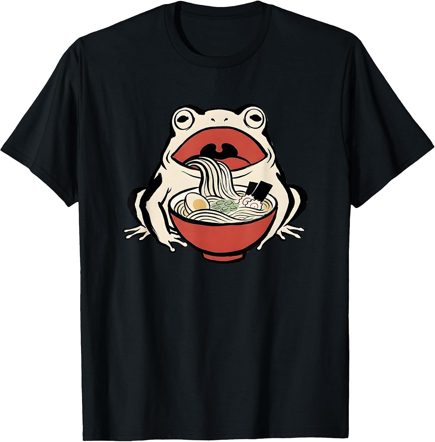 Frog Eating Ramen Japanese Art - Adult & Kids T-Shirts, Sweatshirts & Hoodies apparel design preview 1