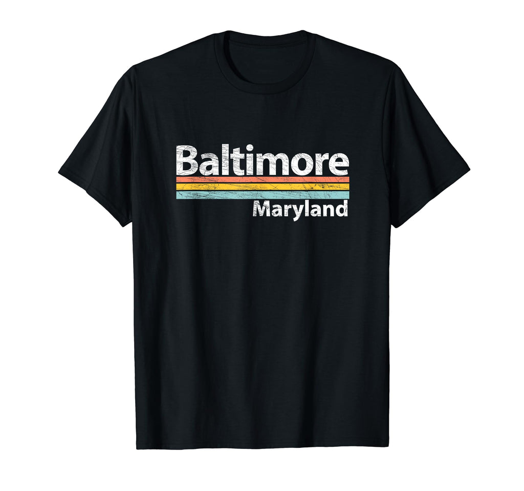 Baltimore Maryland Worn Stripes T-Shirt - Fun Novelty Design Men Women - T-Shirt, Sweatshirt, Hoodie