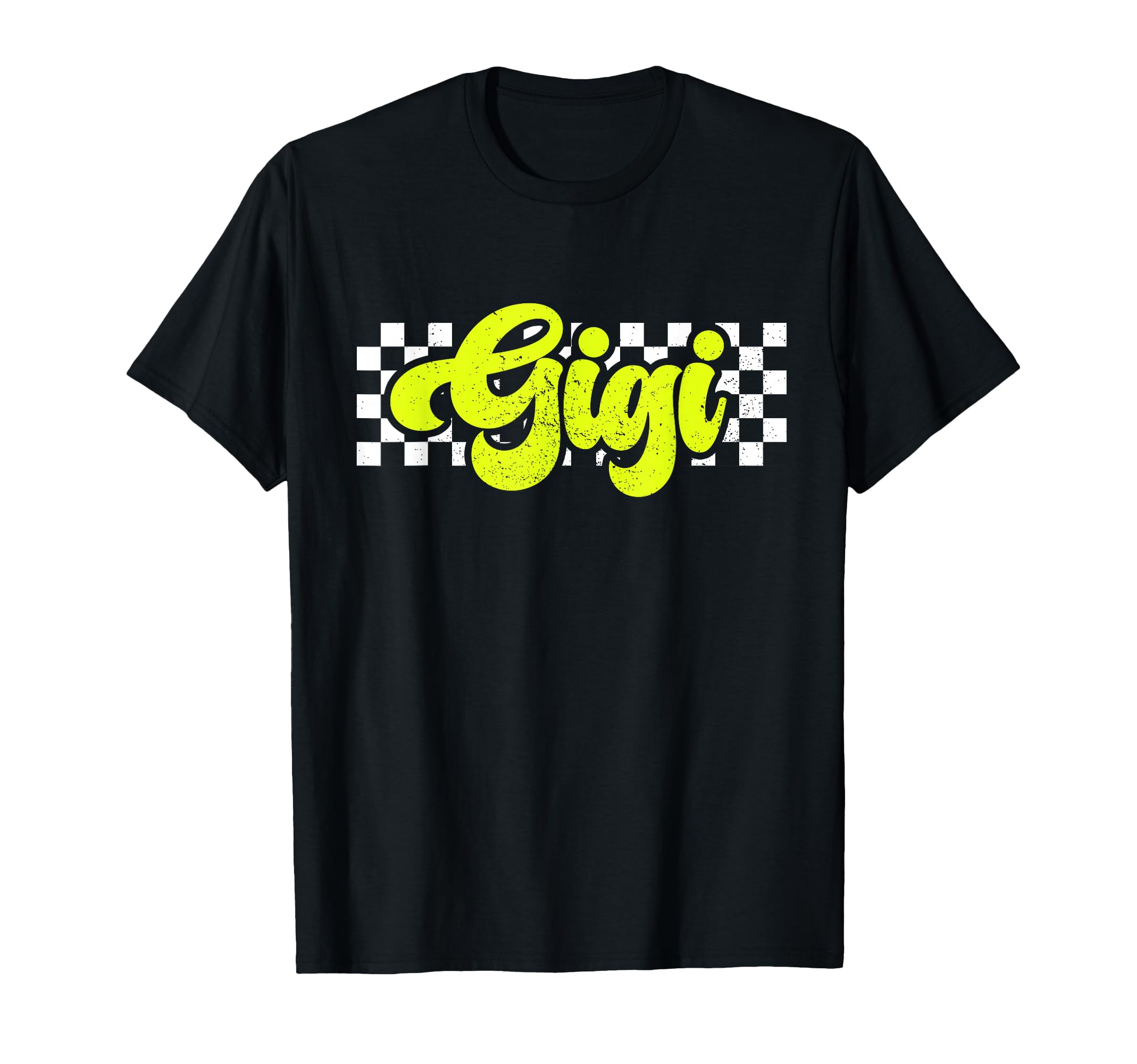 Gigi Womens Checkered Distressed T-Shirt - Minimalist Print for Adults - T-Shirt, Sweatshirt, Hoodie