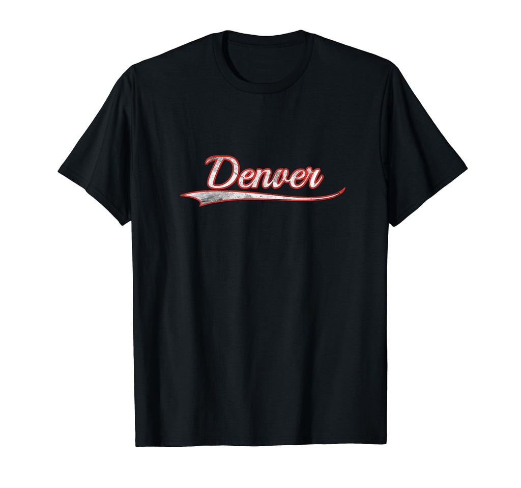 Denver Varsity Distressed Throwback T-Shirt - Graphic Print Unisex - T-Shirt, Sweatshirt, Hoodie
