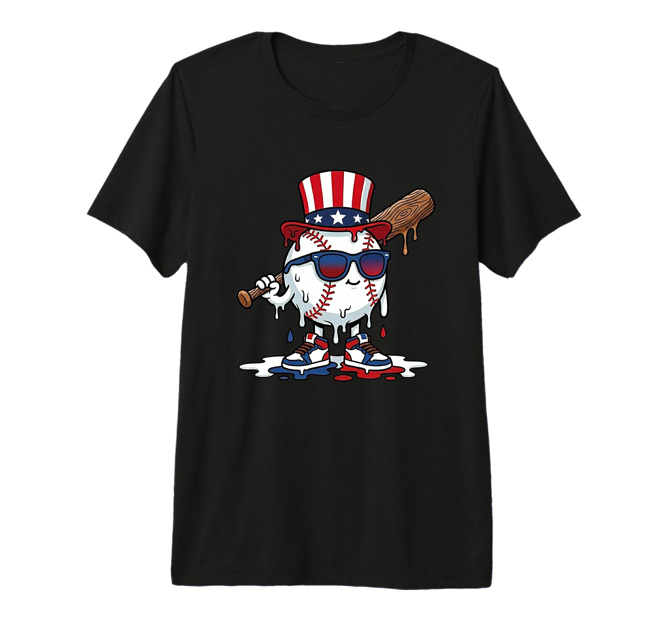 Patriotic Baseball Drip Independence T-Shirt - Minimalist Print Men Women - T-Shirt, Sweatshirt, Hoodie