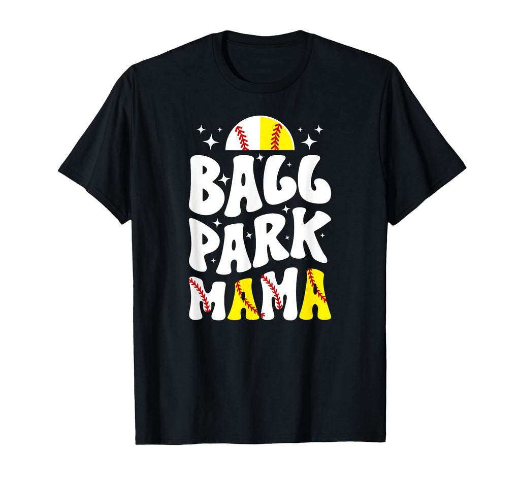 Ballpark Mama Groovy Softball Baseball Mom T-Shirt - Unique Graphic Unisex - T-Shirt, Sweatshirt, Hoodie