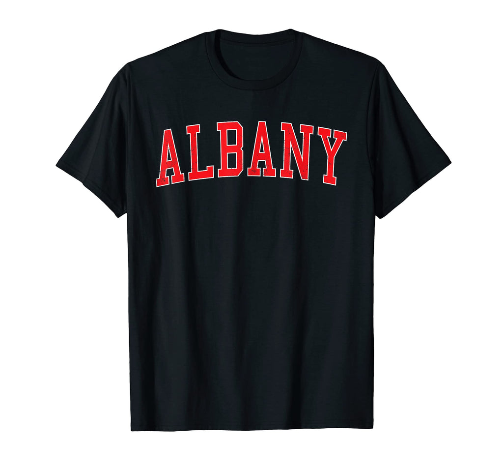 Albany Ny Varsity Red Text T-Shirt - Unique Graphic Unisex - T-Shirt, Sweatshirt, Hoodie