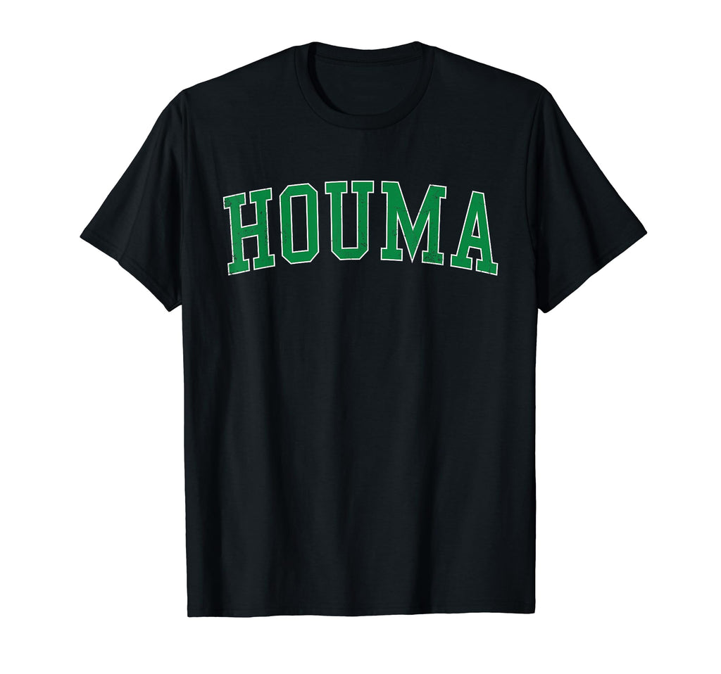 Houma La Distressed Green Varsity T-Shirt - Custom Art Print Men Women - T-Shirt, Sweatshirt, Hoodie