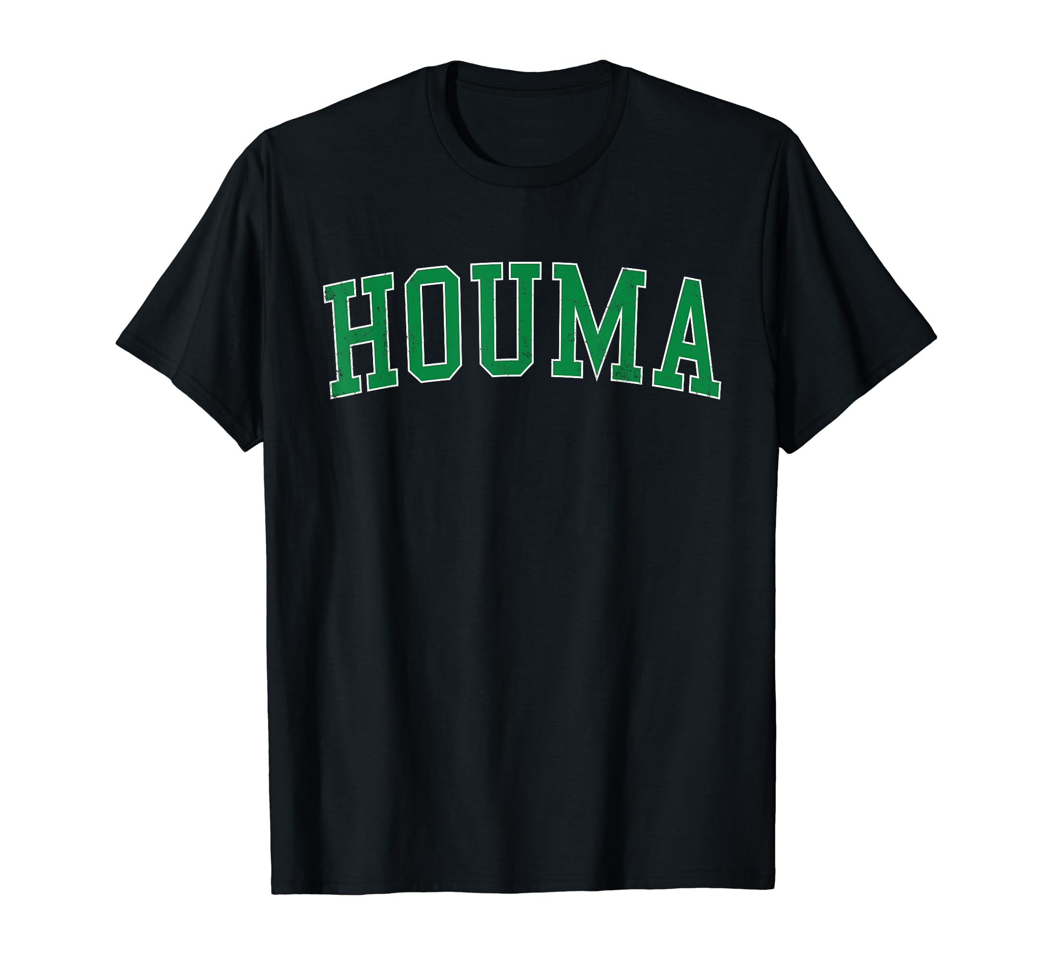 Houma La Distressed Green Varsity T-Shirt - Custom Art Print Men Women - T-Shirt, Sweatshirt, Hoodie