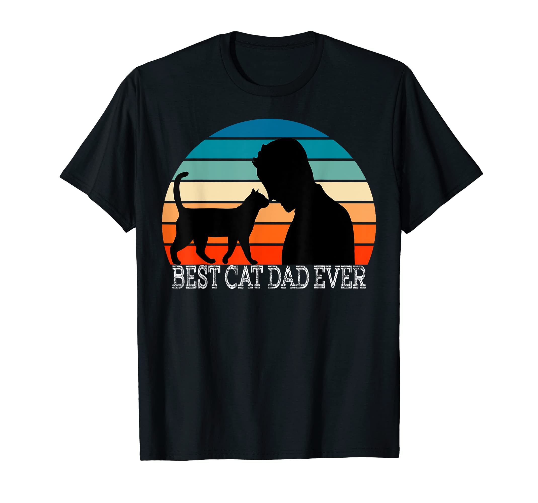 Best Cat Dad Ever Sunset Funny Cat Lover T-Shirt - Novelty Apparel Unisex - T-Shirt, Sweatshirt, Hoodie