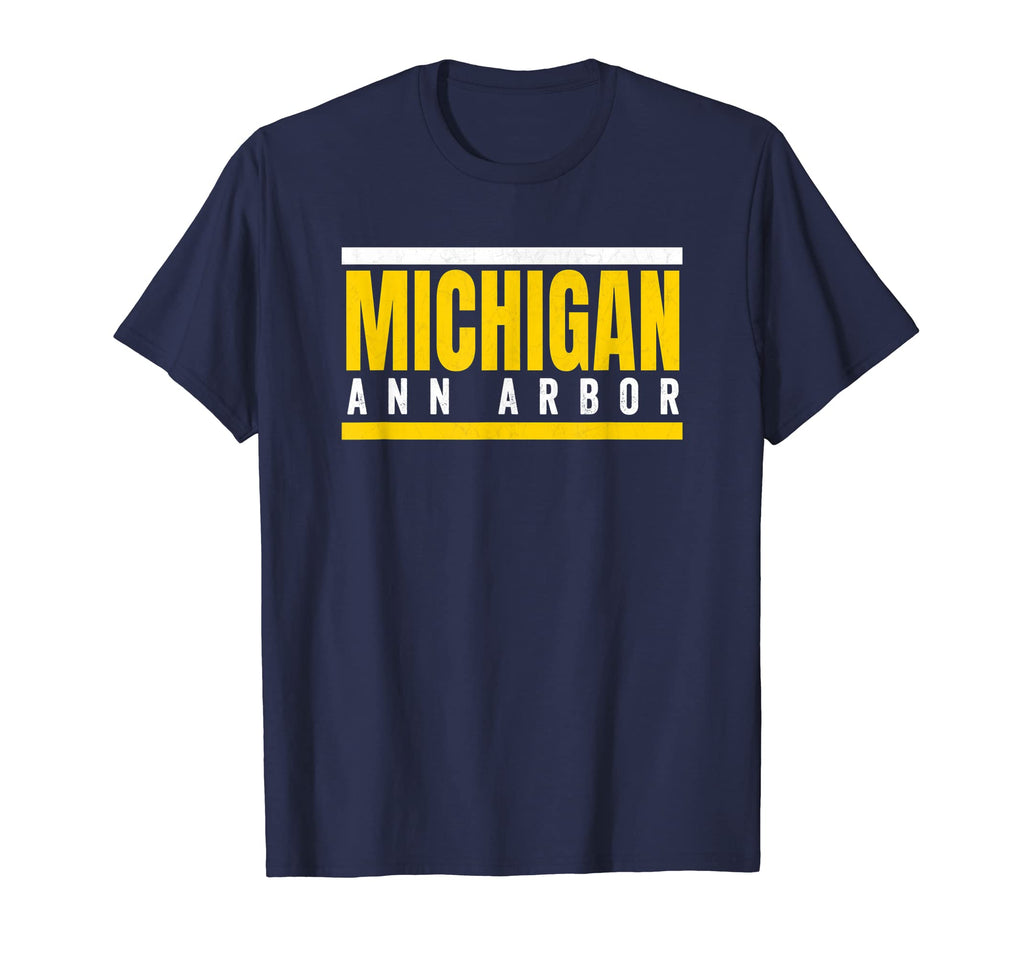 Striped Michigan Yellow White Striped T-Shirt - Novelty Apparel Unisex - T-Shirt, Sweatshirt, Hoodie