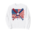 Baseball American Flag Dripping Ice Sweatshirt - Trendy Graphic Unisex - T-Shirt, Sweatshirt, Hoodie