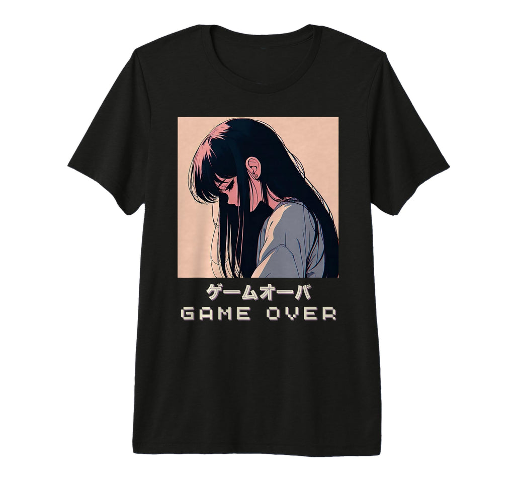 90S Japanese Sad Anime Game Over T-Shirt - Fun Novelty Design for Adults - T-Shirt, Sweatshirt, Hoodie