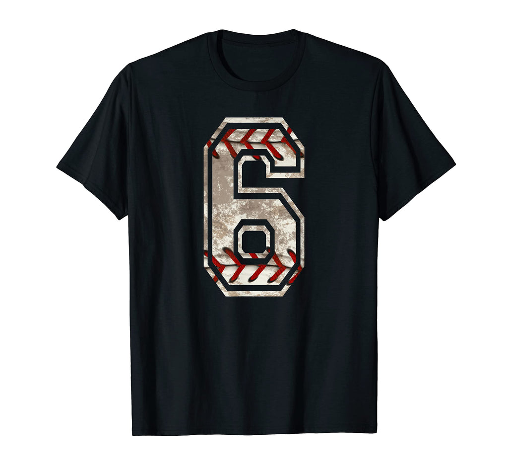 Baseball Jersey Number 6 Distressed T-Shirt - Custom Art Print for Adults - T-Shirt, Sweatshirt, Hoodie