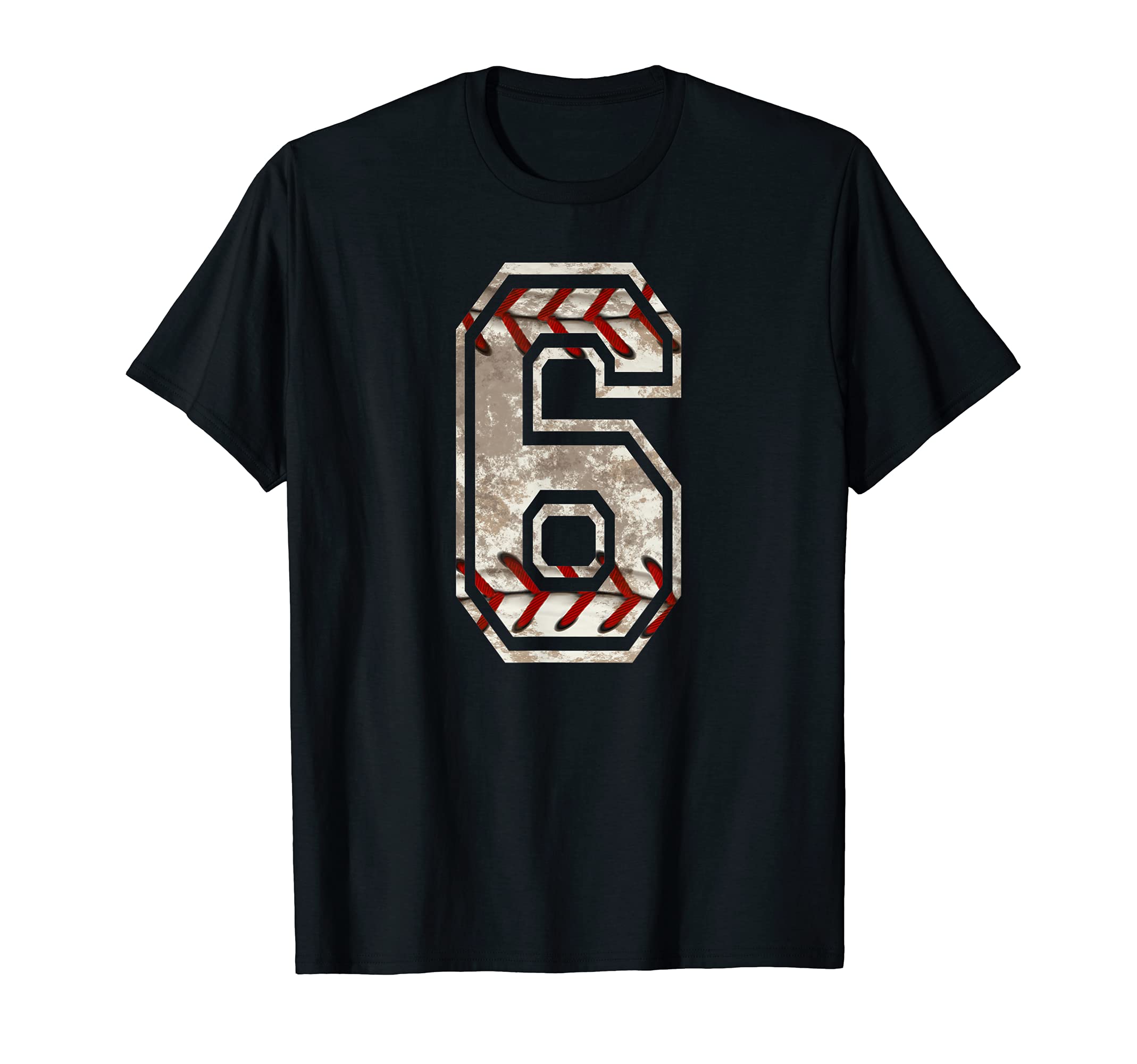 Baseball Jersey Number 6 Distressed T-Shirt - Custom Art Print for Adults - T-Shirt, Sweatshirt, Hoodie