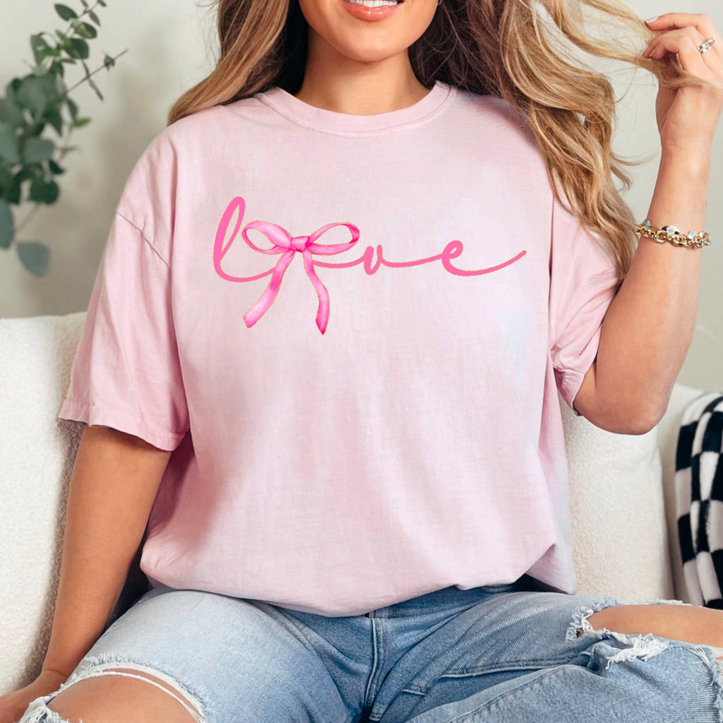 Love Coquette Bow Valentine Graphic Comfort Colors - Adult & Kids T-Shirts, Sweatshirts & Hoodies apparel design preview 1