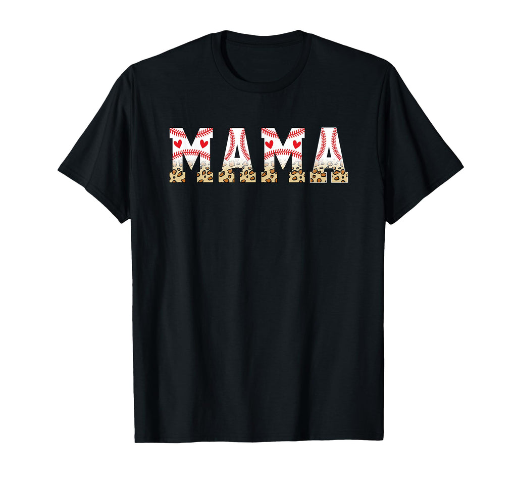 Mama Baseball Leopard Heart Love T-Shirt - Casual Everyday Wear for Adults - T-Shirt, Sweatshirt, Hoodie