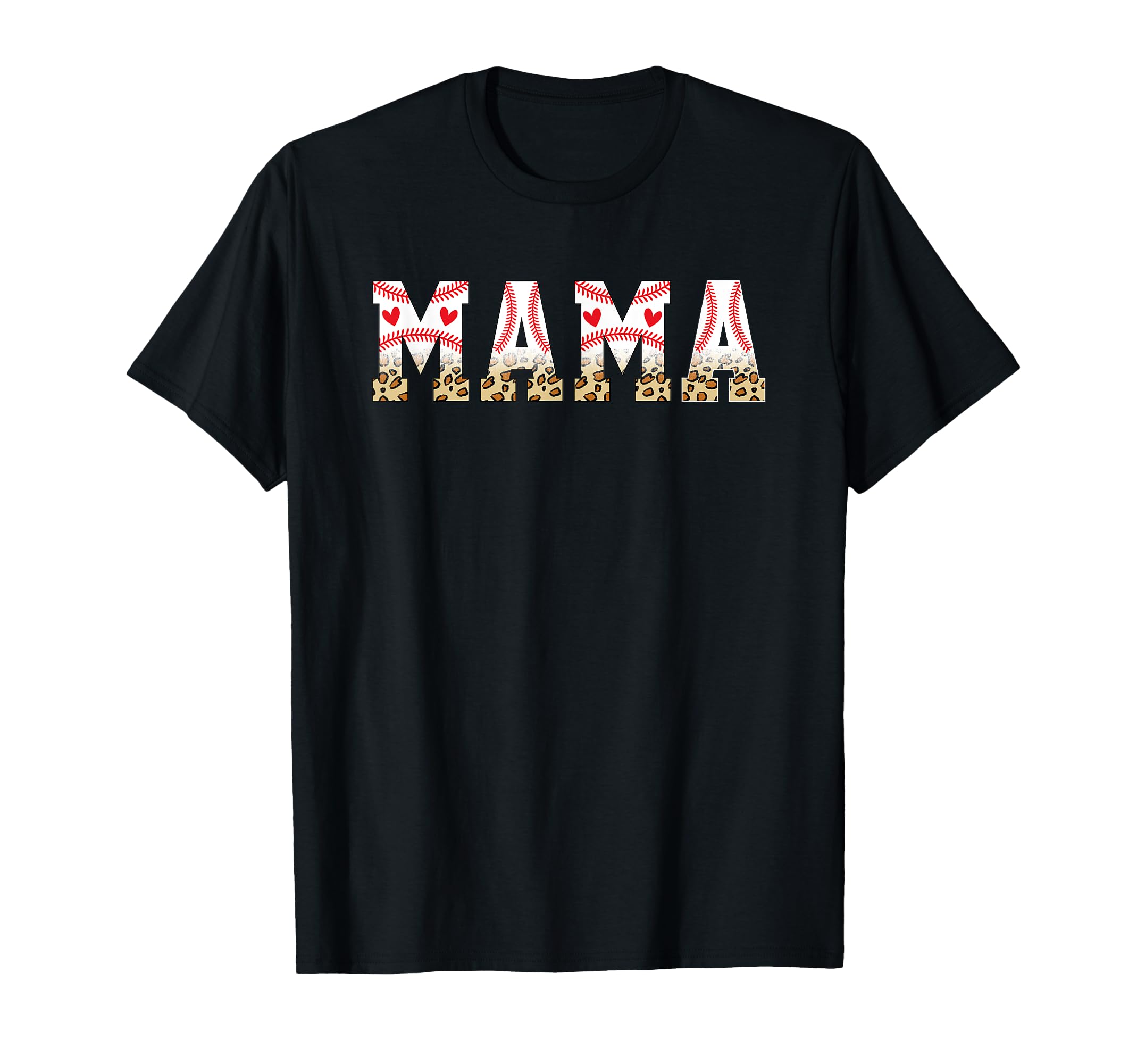 Mama Baseball Leopard Heart Love T-Shirt - Casual Everyday Wear for Adults - T-Shirt, Sweatshirt, Hoodie