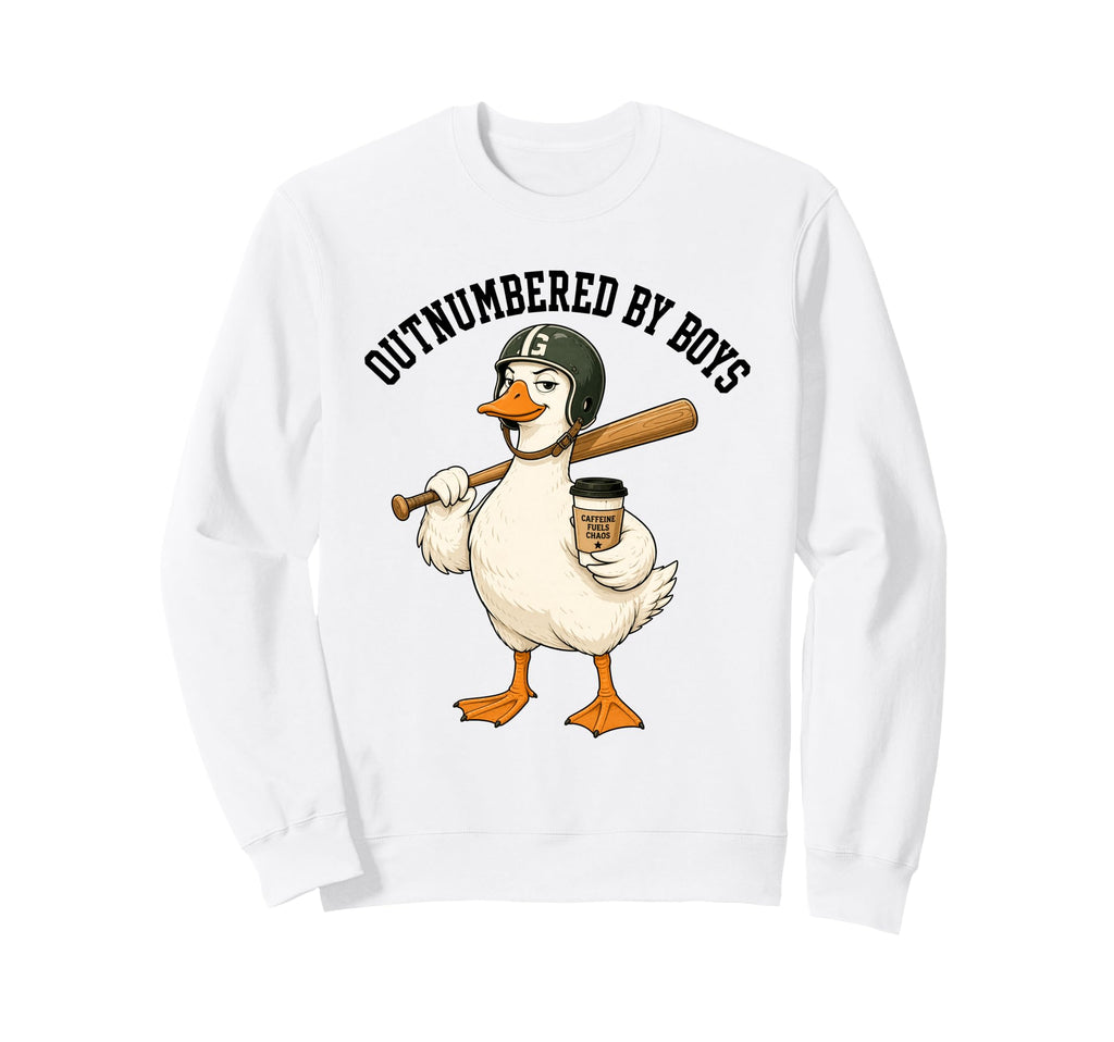 Outnumbered Funny Mom Goose Family Sweatshirt - Minimalist Print Men Women - T-Shirt, Sweatshirt, Hoodie