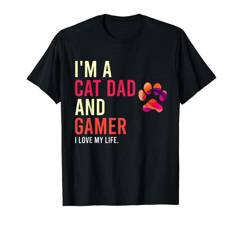 Cat Dad Gamer Funny Gamer Dad Fathers T-Shirt - Novelty Apparel for Adults - T-Shirt, Sweatshirt, Hoodie