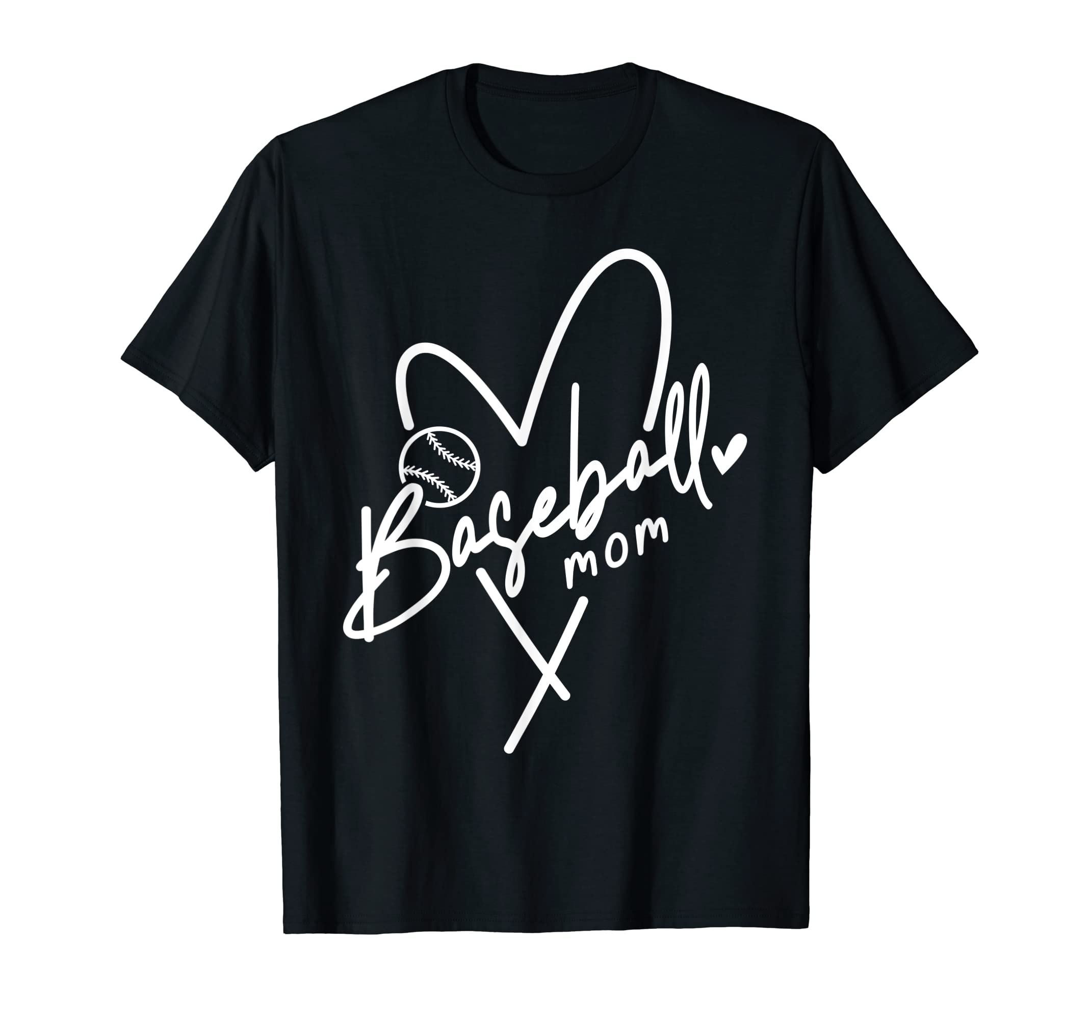 Baseball Mom Heart Game Day Mothers T-Shirt - Trendy Graphic for Adults - T-Shirt, Sweatshirt, Hoodie
