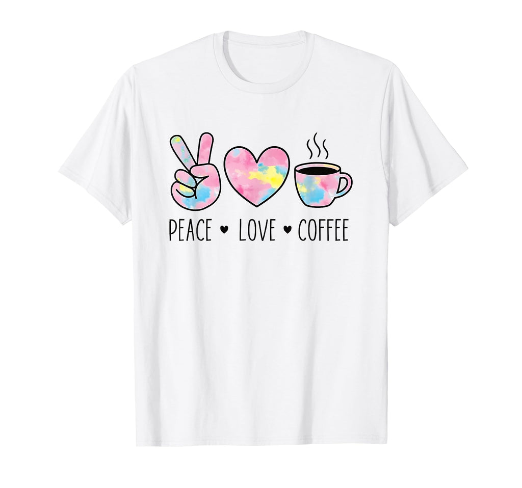 Peace Love Coffee Watercolor Hand T-Shirt - Streetwear Style for Adults - T-Shirt, Sweatshirt, Hoodie