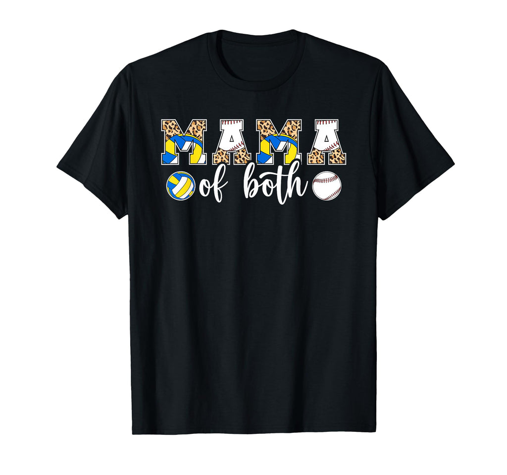 Mama Both Leopard Volleyball Baseball T-Shirt - Trendy Graphic Men Women - T-Shirt, Sweatshirt, Hoodie