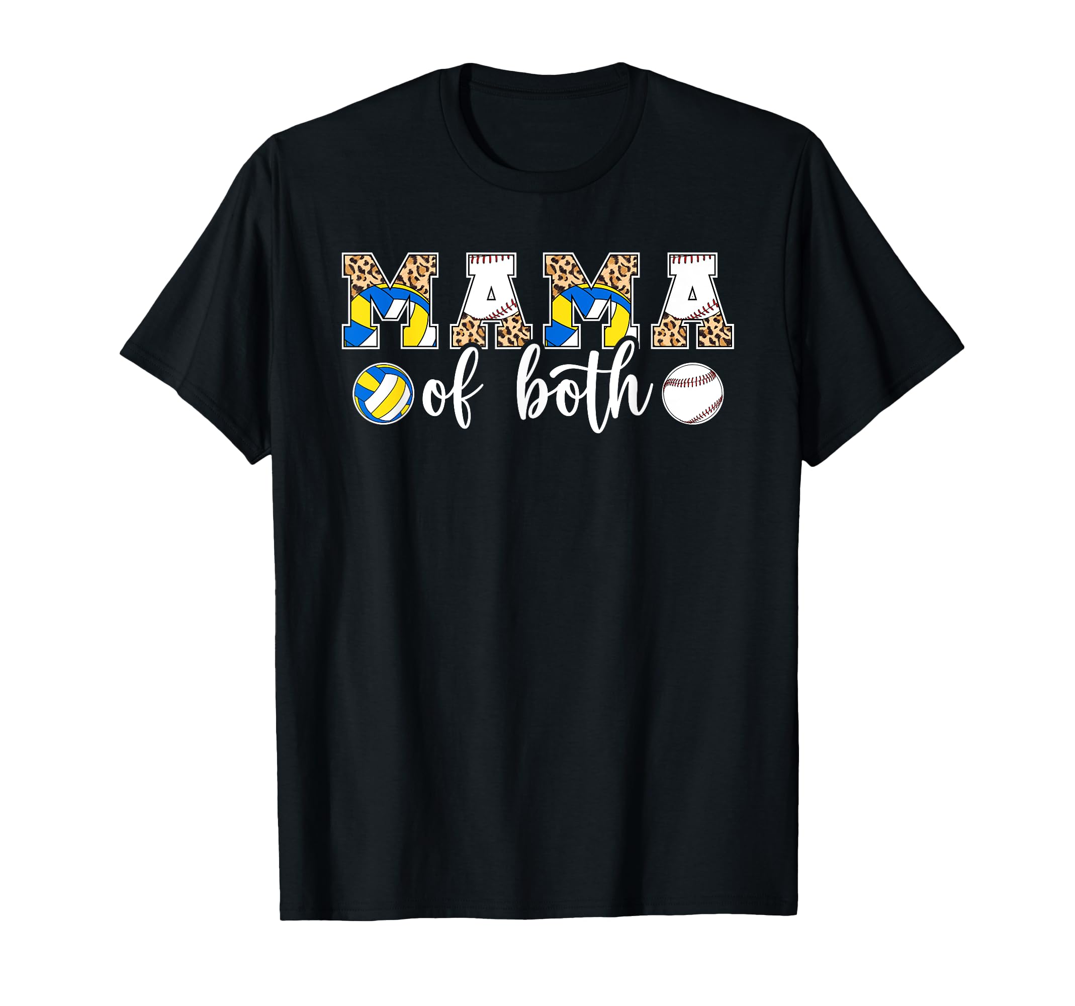 Mama Both Leopard Volleyball Baseball T-Shirt - Trendy Graphic Men Women - T-Shirt, Sweatshirt, Hoodie