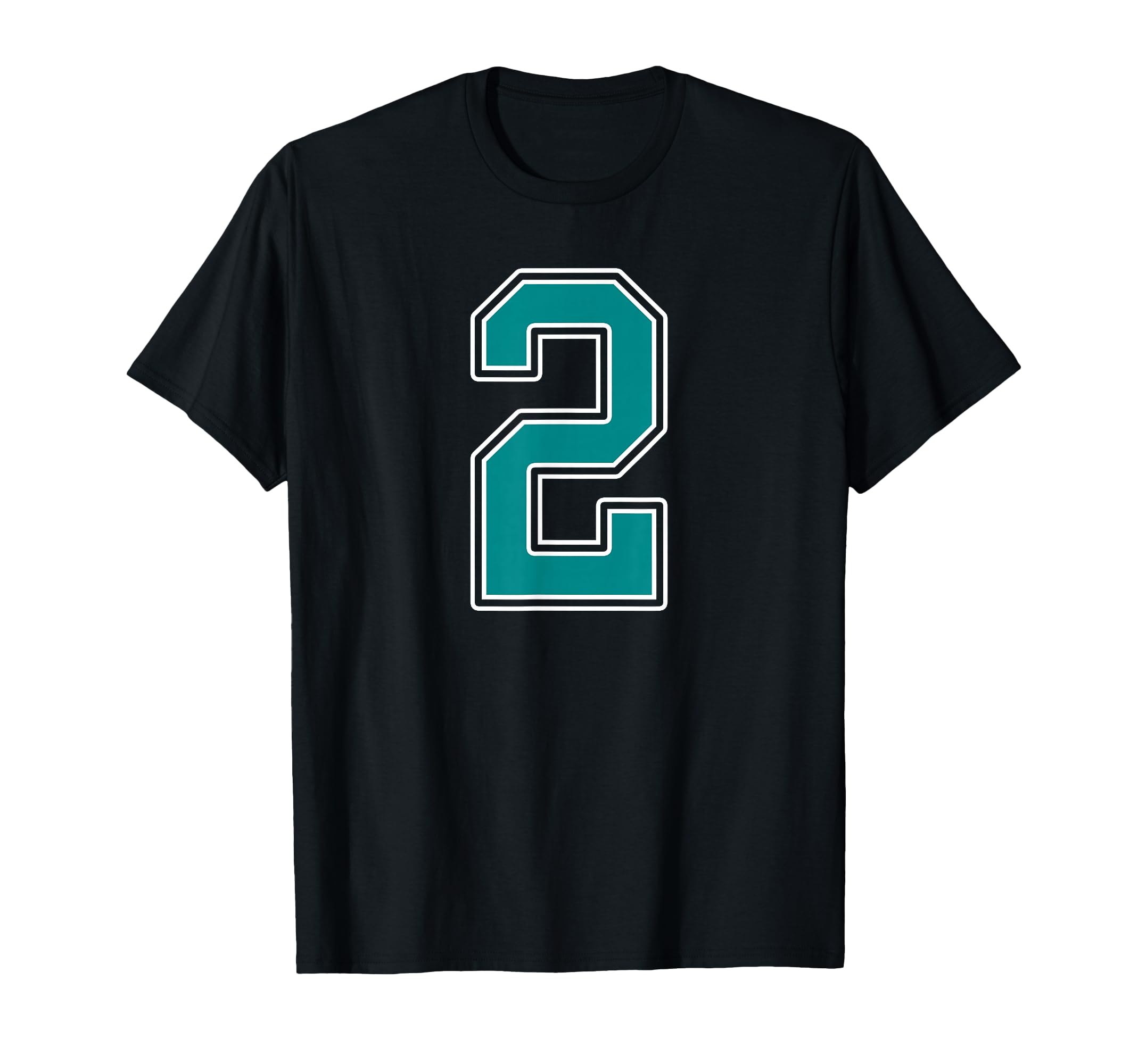 Teal And White Number 2 Jersey Player T-Shirt - Unique Graphic for Adults - T-Shirt, Sweatshirt, Hoodie