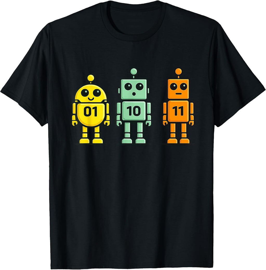 Funny Binary Code Robots 01 10 11 - Adult & Kids T-Shirts, Sweatshirts & Hoodies apparel design preview 1
