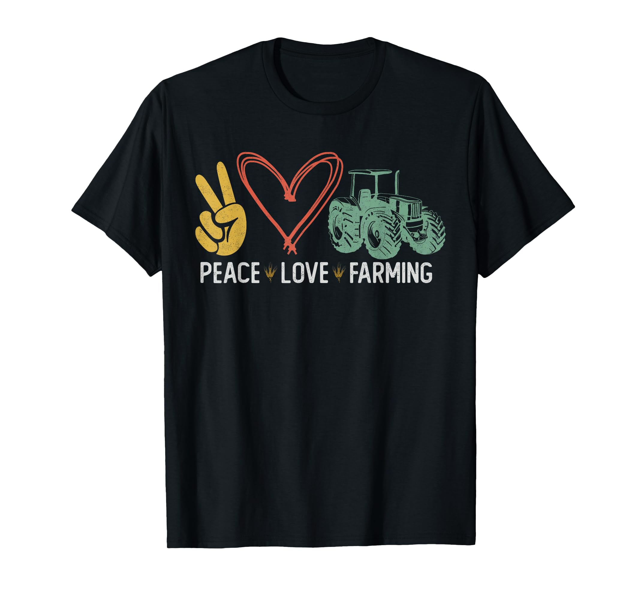 Farming Farmer Tractor Peace Love T-Shirt - Custom Art Print for Adults - T-Shirt, Sweatshirt, Hoodie