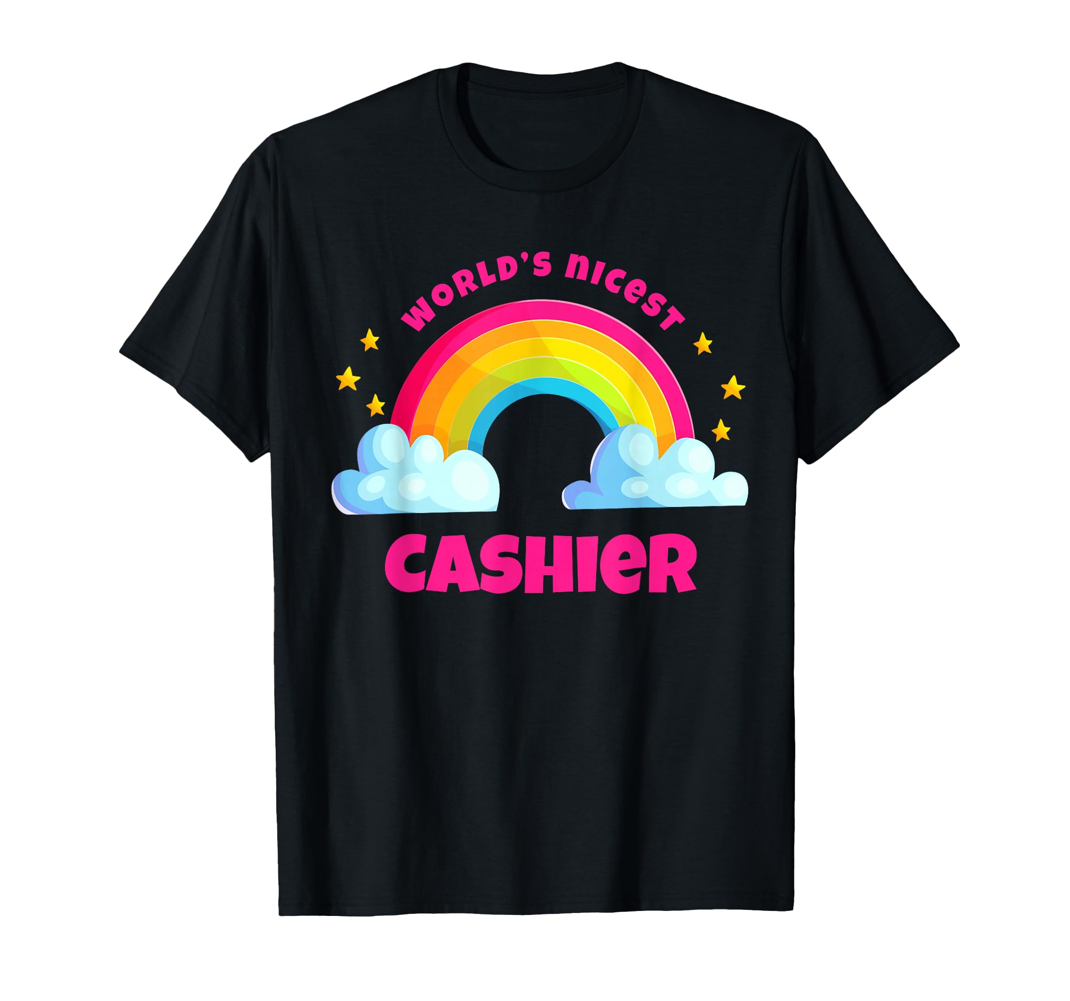 Worlds Nicest Cashier Rainbow Funny T-Shirt - Minimalist Print Men Women - T-Shirt, Sweatshirt, Hoodie