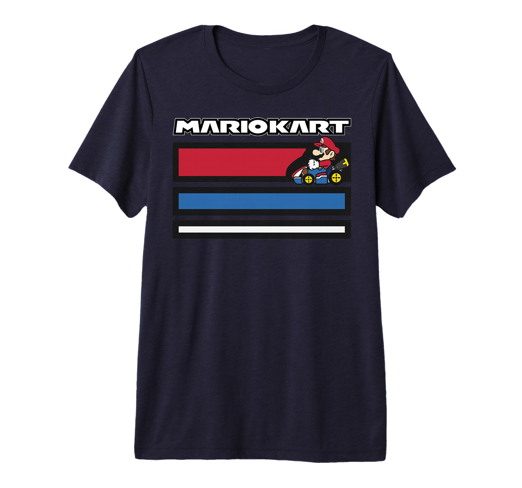 Mario Kart Stripes Racing Tri Blend T-Shirt - Novelty Apparel for Adults - T-Shirt, Sweatshirt, Hoodie