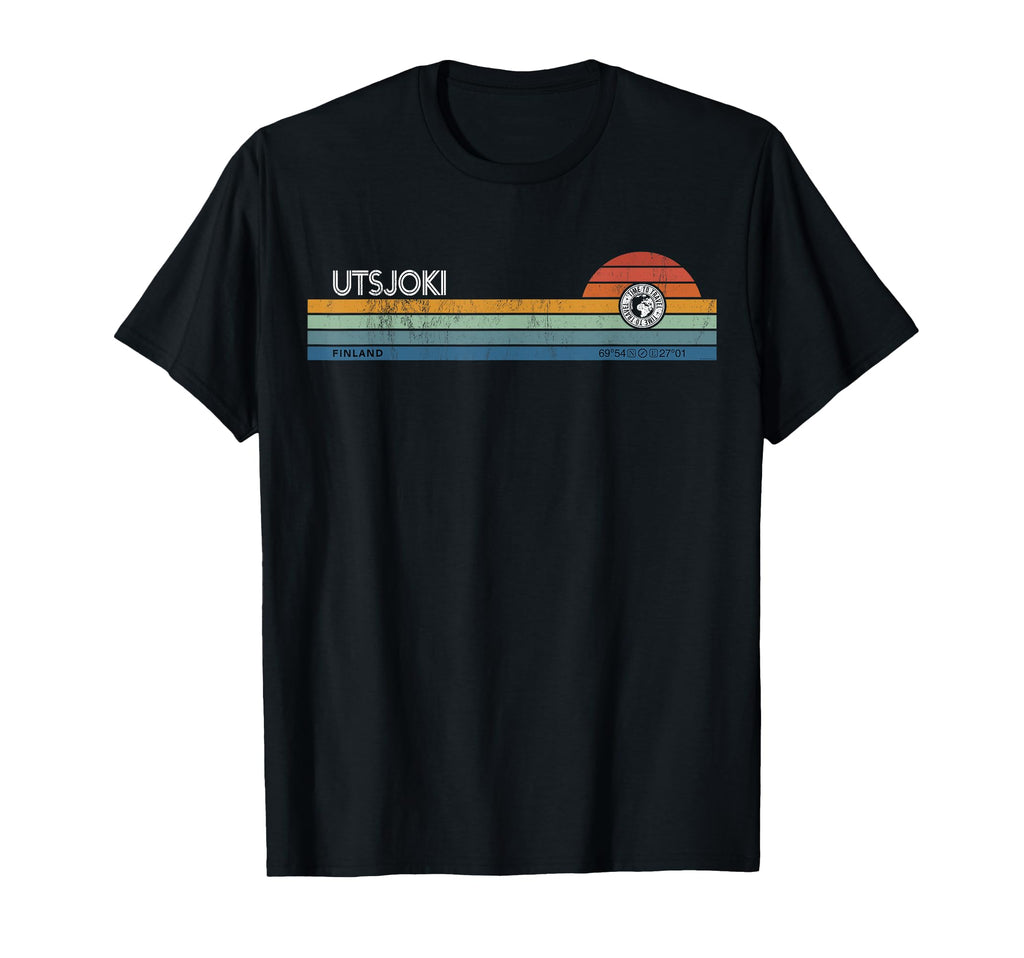 Utsjoki Finland Lapland Synth Striped T-Shirt - Graphic Print Men Women - T-Shirt, Sweatshirt, Hoodie