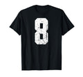 Number 8 White Varsity Number T-Shirt - Graphic Print Unisex - T-Shirt, Sweatshirt, Hoodie