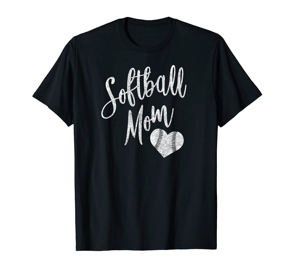 Softball Mom Heart Gift T-Shirt - Minimalist Print Men Women - T-Shirt, Sweatshirt, Hoodie
