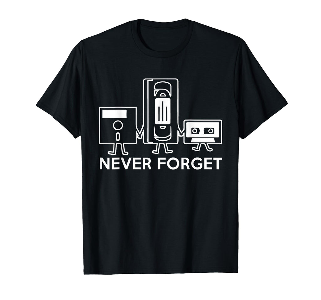 Never Forget Floppy Disk Vhs Cassette T-Shirt - Minimalist Print Unisex - T-Shirt, Sweatshirt, Hoodie