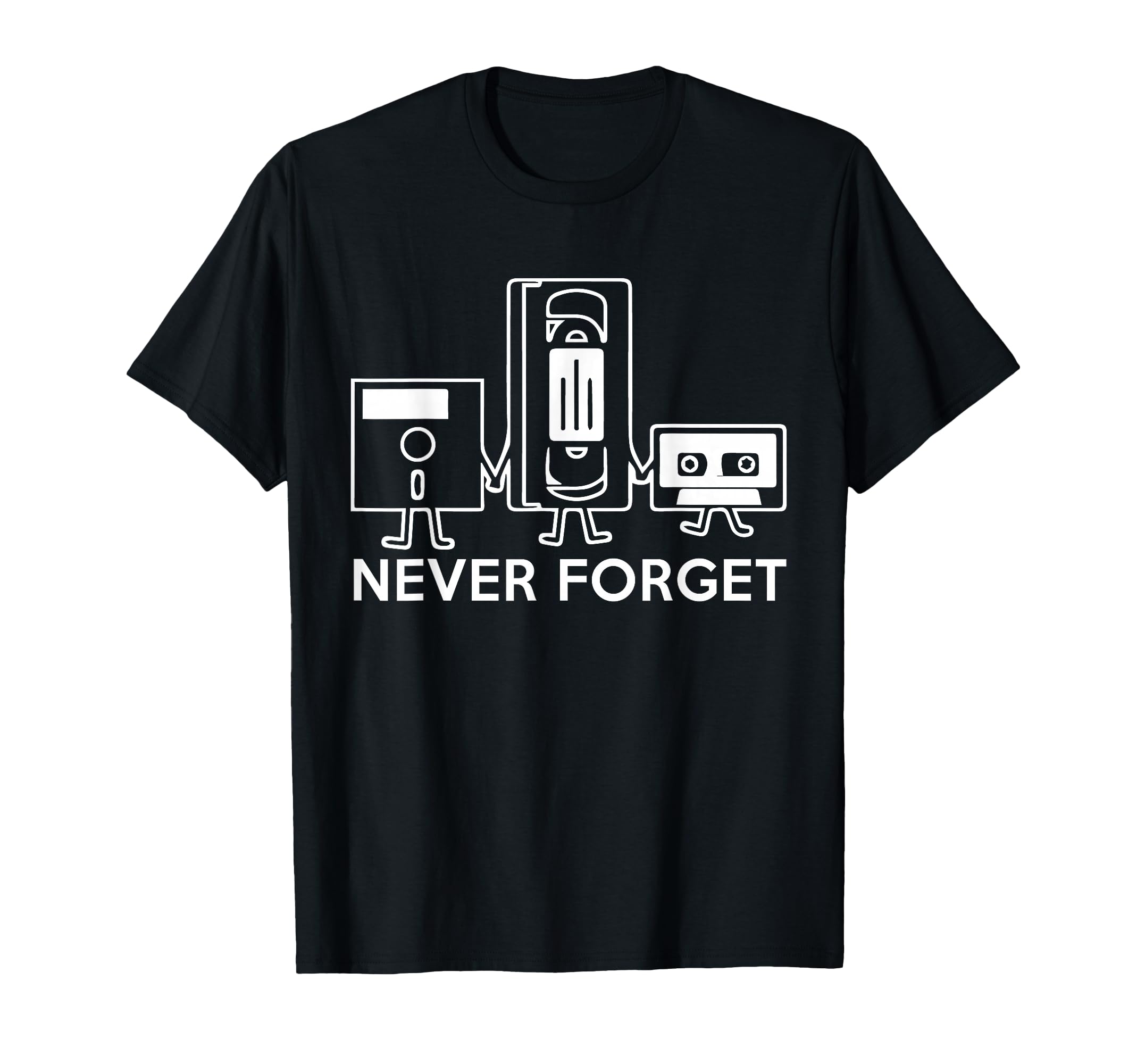 Never Forget Floppy Disk Vhs Cassette T-Shirt - Minimalist Print Unisex - T-Shirt, Sweatshirt, Hoodie