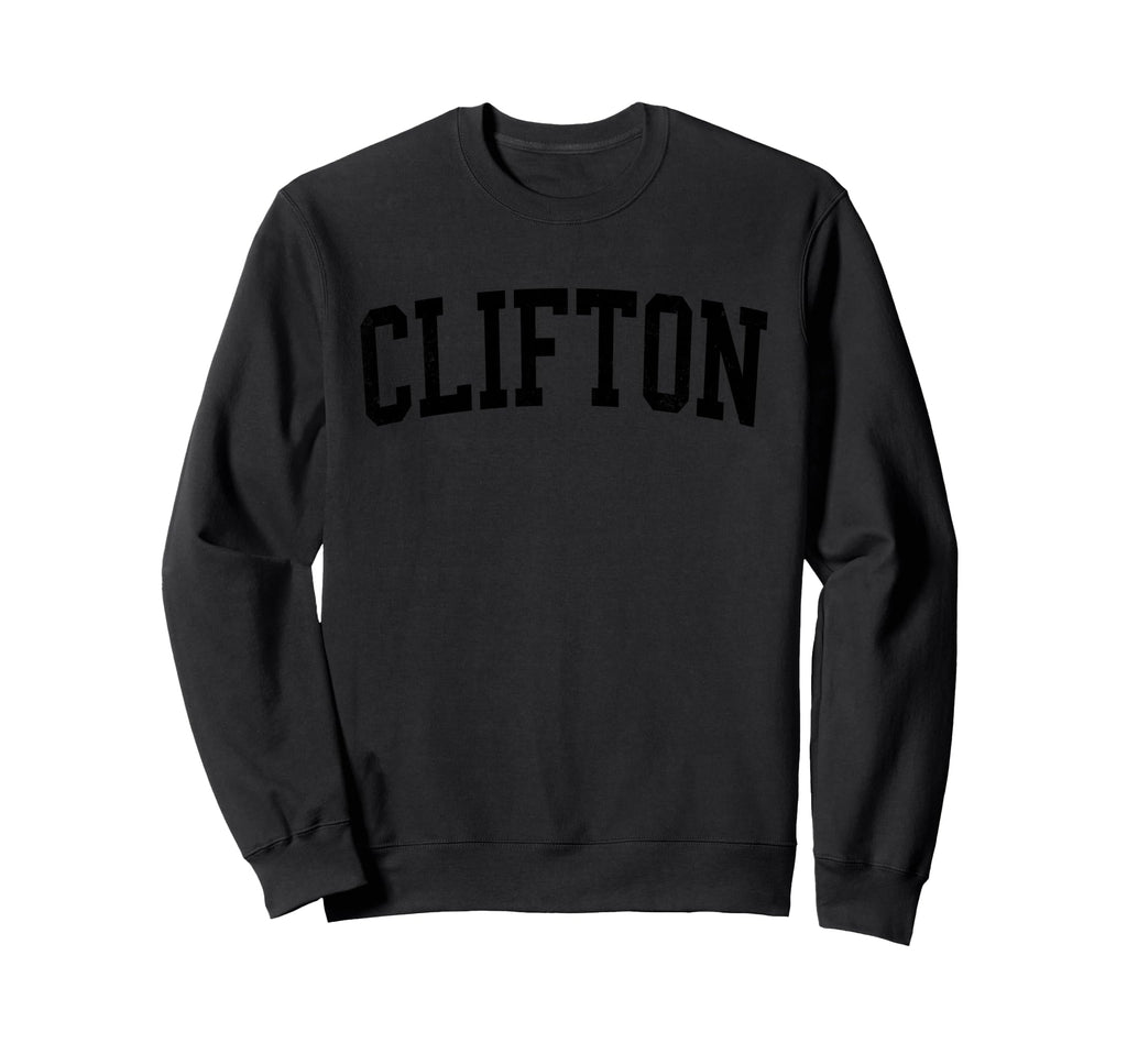 Clifton Nj Distressed Black Sweatshirt - Custom Art Print for Adults - T-Shirt, Sweatshirt, Hoodie