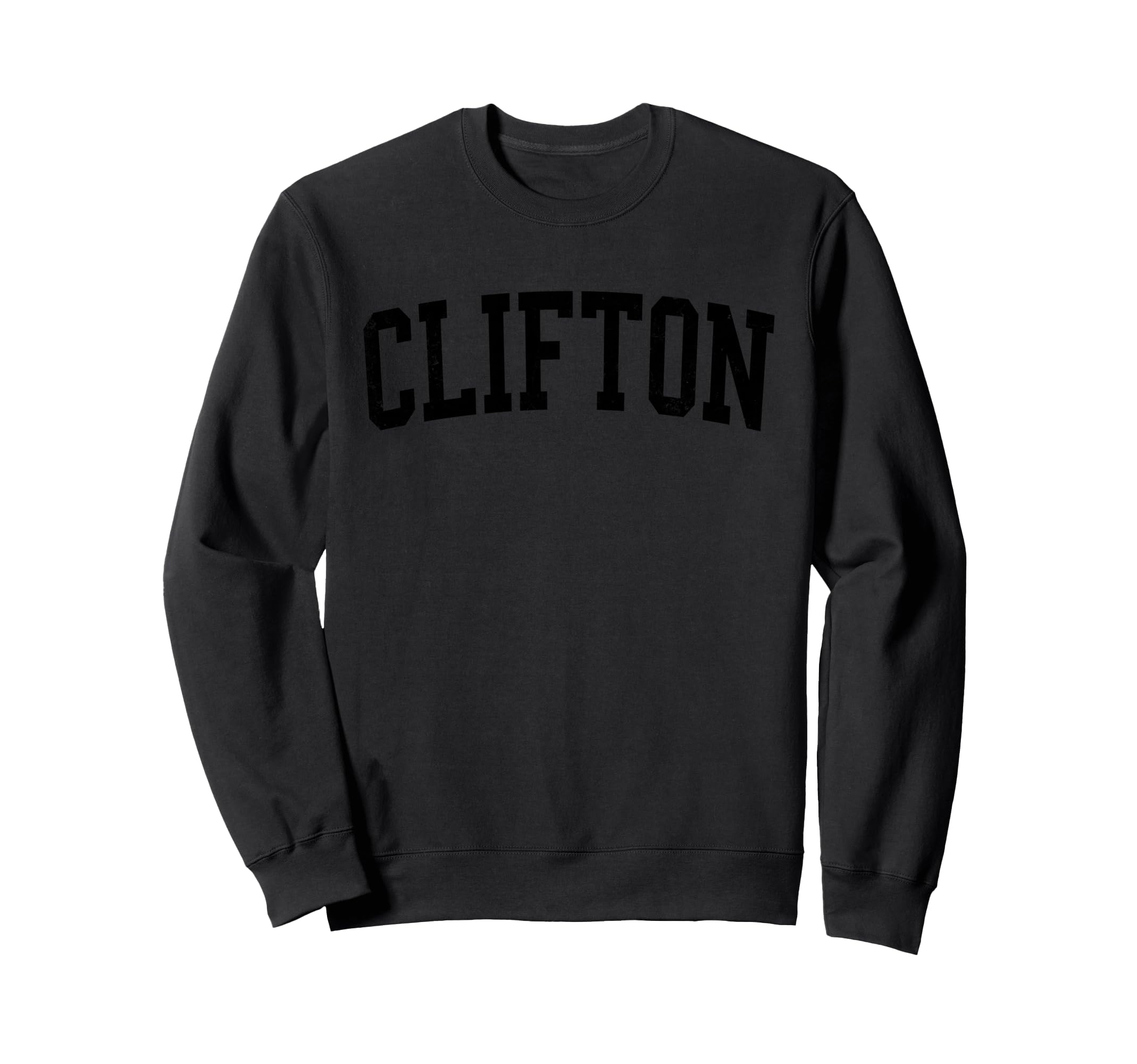 Clifton Nj Distressed Black Sweatshirt - Custom Art Print for Adults - T-Shirt, Sweatshirt, Hoodie