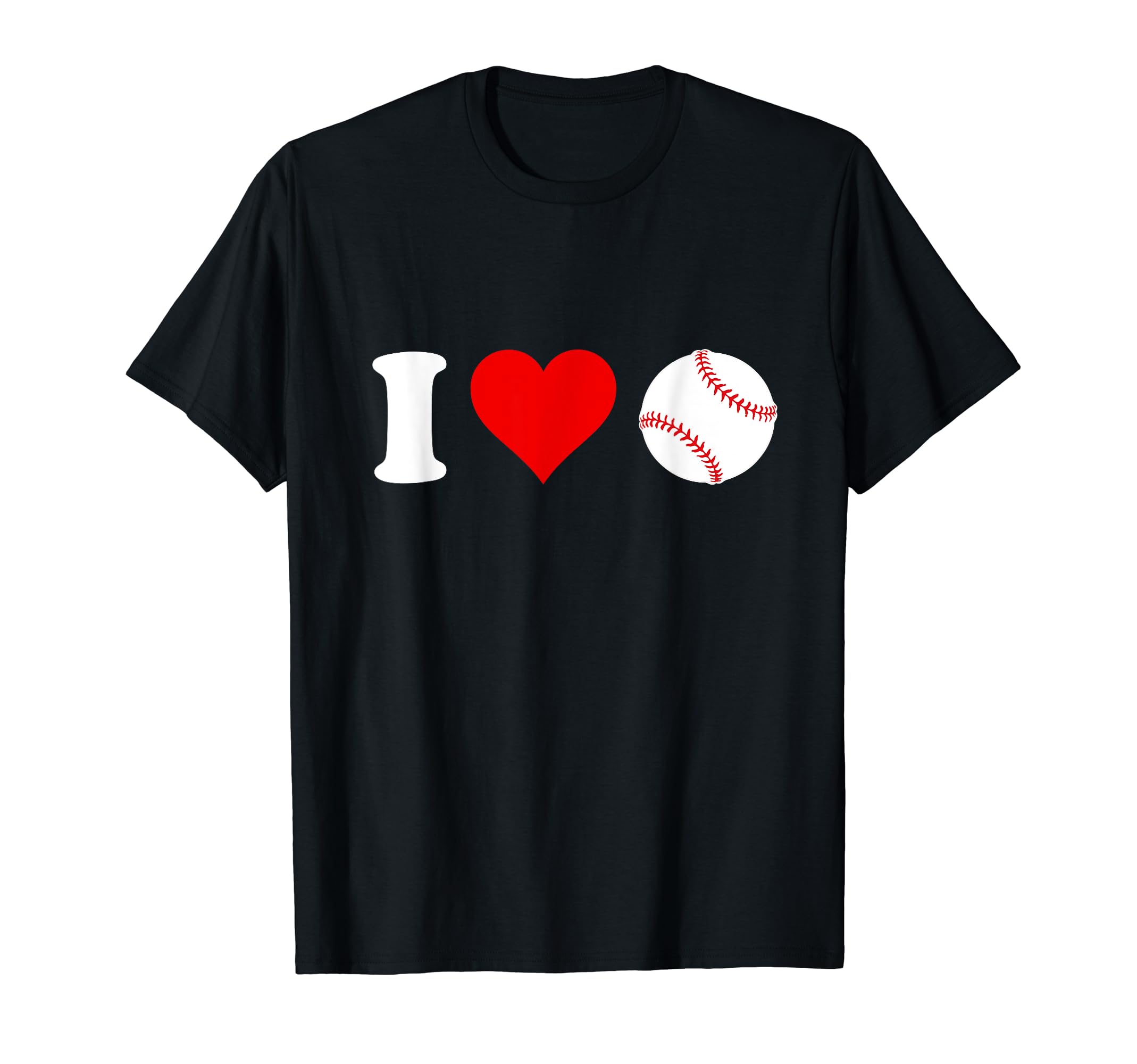 I Love Baseball Sports Fan Heart Shaped T-Shirt - Custom Art Print Unisex - T-Shirt, Sweatshirt, Hoodie