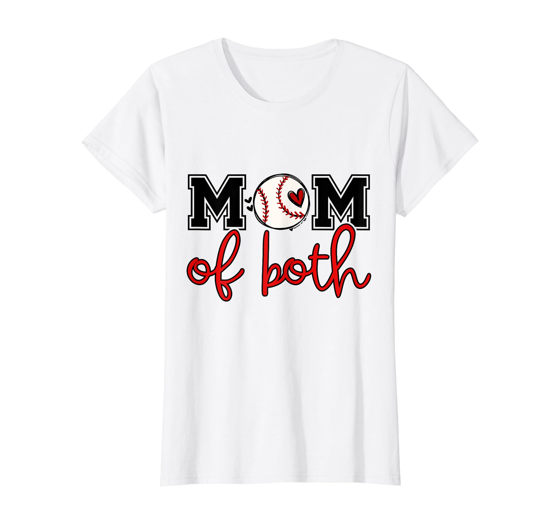 Womens Mom Both Softball Baseball Mama T-Shirt - Unique Graphic for Adults - T-Shirt, Sweatshirt, Hoodie