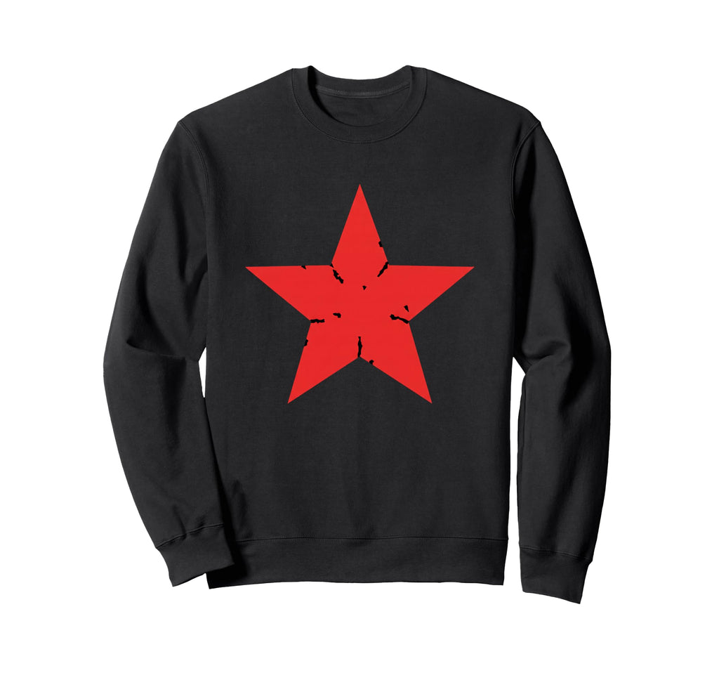 Red Distressed Star Nostalgia Punk Sweatshirt - Trendy Graphic Men Women - T-Shirt, Sweatshirt, Hoodie