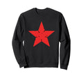 Red Distressed Star Nostalgia Punk Sweatshirt - Trendy Graphic Men Women - T-Shirt, Sweatshirt, Hoodie