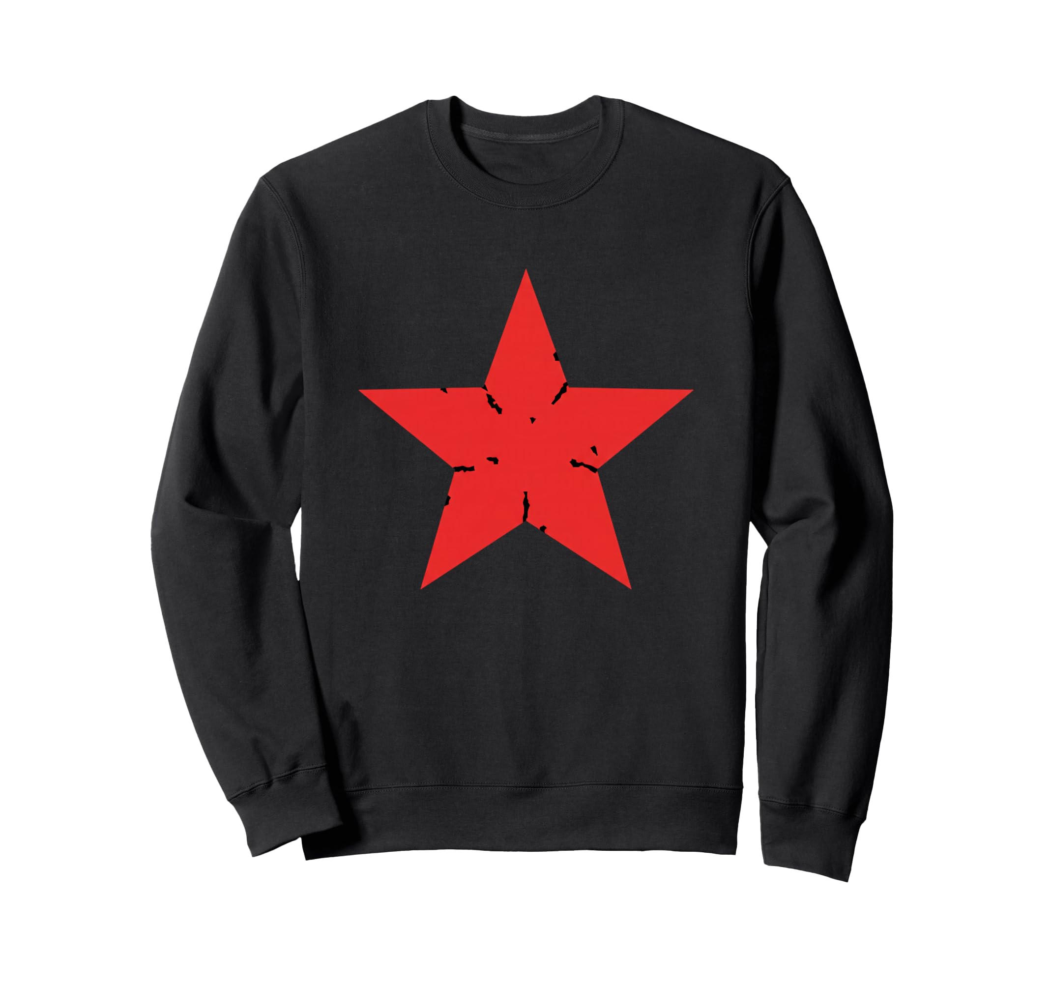 Red Distressed Star Nostalgia Punk Sweatshirt - Trendy Graphic Men Women - T-Shirt, Sweatshirt, Hoodie