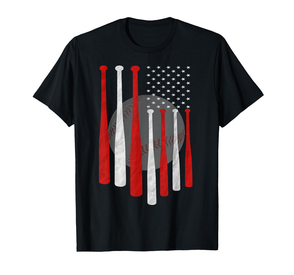 American Flag Baseball Dad 4Th T-Shirt - Casual Everyday Wear for Adults - T-Shirt, Sweatshirt, Hoodie