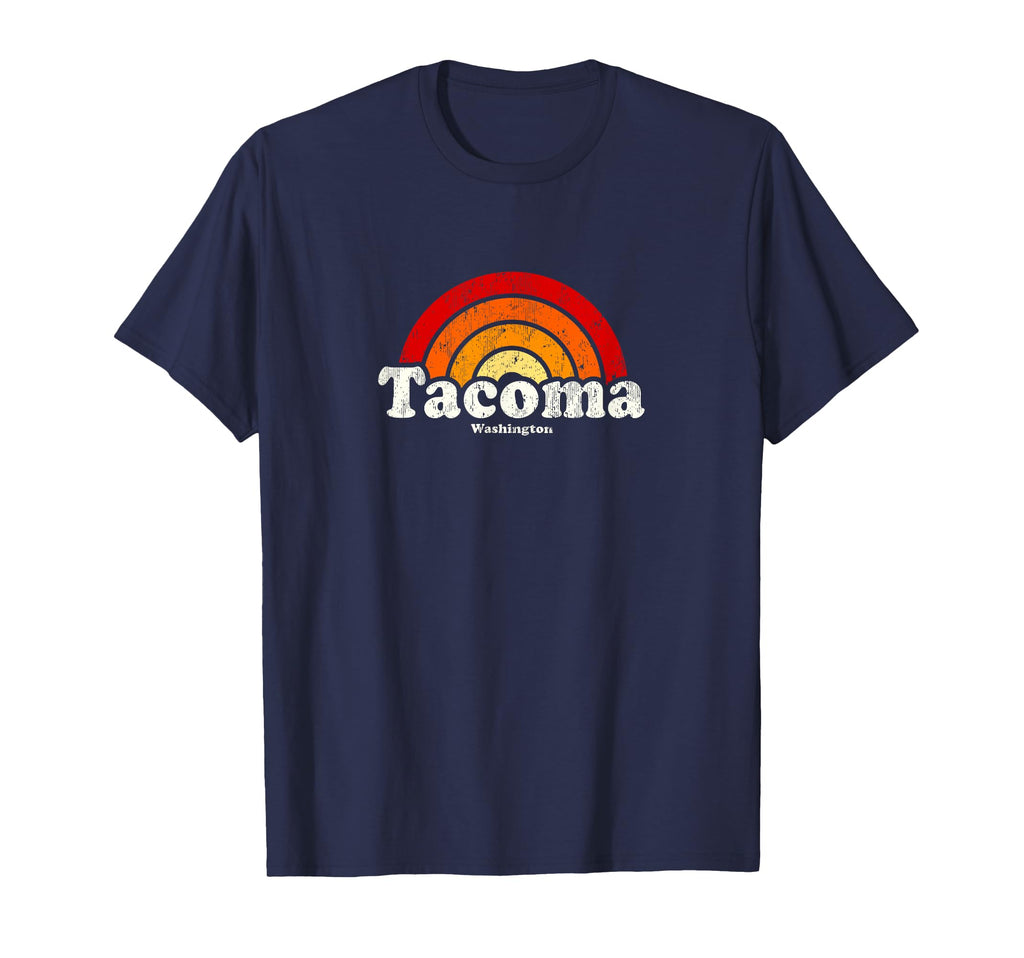 Tacoma Washington Wa 70S Rainbow T-Shirt - Fun Novelty Design for Adults - T-Shirt, Sweatshirt, Hoodie
