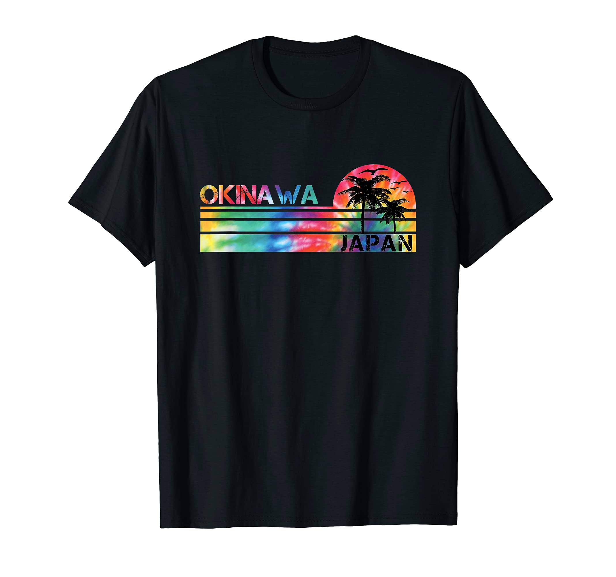 Okinawa Japan Tie Dye Inspired Striped T-Shirt - Novelty Apparel Unisex - T-Shirt, Sweatshirt, Hoodie