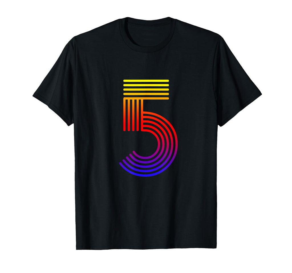 Number 5 Birthday Gift Disco Rainbow T-Shirt - Unique Graphic Unisex - T-Shirt, Sweatshirt, Hoodie