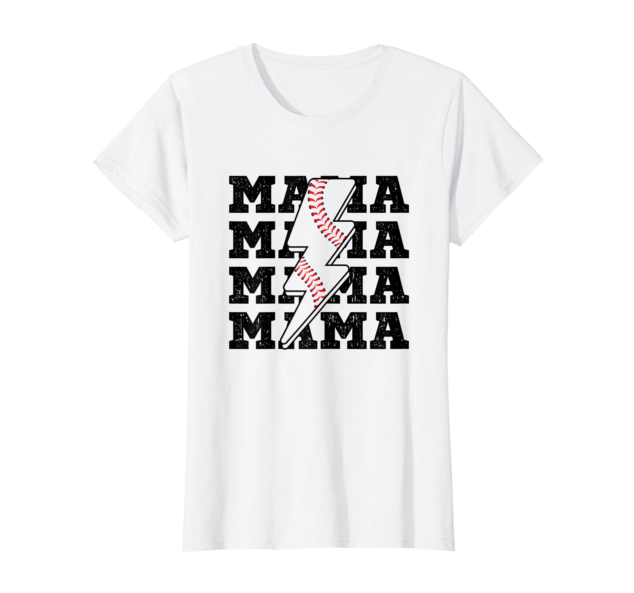 Baseball Mama Distressed Lightning T-Shirt - Streetwear Style Men Women - T-Shirt, Sweatshirt, Hoodie