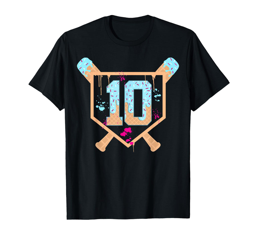 Baseball 10 Year Old Ice Cream Drip 10Th T-Shirt - Trendy Graphic Unisex - T-Shirt, Sweatshirt, Hoodie