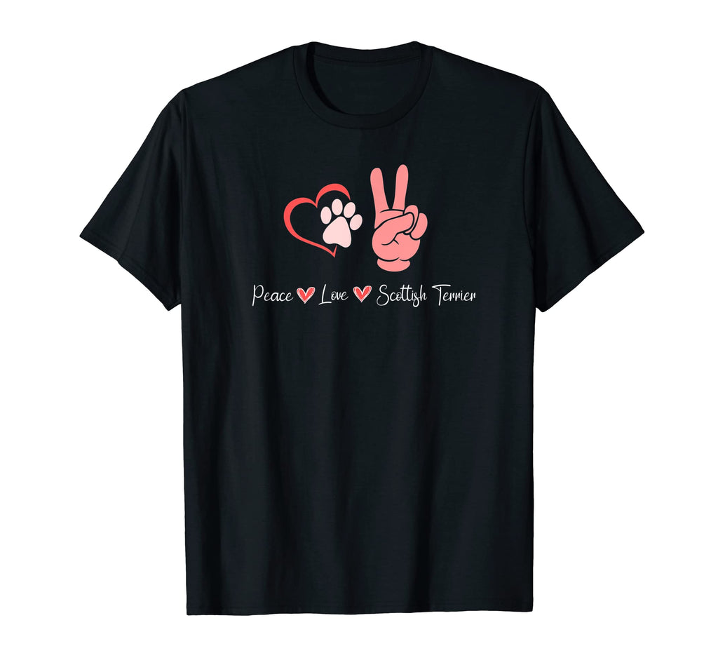 Peace Love Scottish Terrier T-Shirt - Fun Novelty Design Men Women - T-Shirt, Sweatshirt, Hoodie